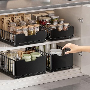 Pull Out Kitchen Cabinets Organizer, Pantry Pull Out Shelves, Metal Slide Out Storage Drawers No Drill Slide Out Drawers - 1 of 4