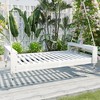 Ridstar 85.8  in. W Twin-Size Porch Patio Teak Swing Set with Hemp Rope for Garden & Backyard-White - 3 of 4