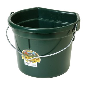 Little Giant 22 Quart Durable and Heavy-Duty Flat Plastic Animal Feed Bucket with Knob Bail and Stacking Ribs for Farms and Ranches, Green - 1 of 4