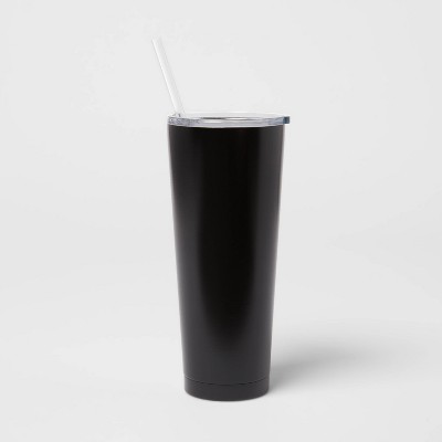 matte black tumbler with straw