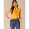 INSPIRE CHIC Women's Polka Dots Tie V Neck Flutter Cap Sleeve Blouse - 3 of 4
