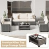 Patio Furniture Set, 5 Pieces Outdoor Sectional Sofa Set with Dining Table & Thickened Cushions - All-Weather PE Wicker - 2 of 4