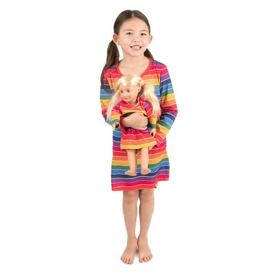 Leveret Girls And Doll Nightgown Striped Colorful 14 Year : Target
