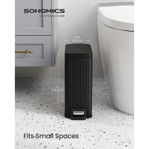 Designer Fluted Bathroom Trash Can - 1.6-Gallon Stainless Steel Bin with Soft-Close Lid & Pedal, Slim Space-Saving - 1 of 4