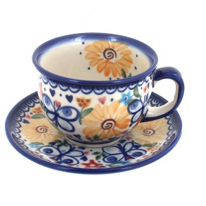 Blue Rose Polish Pottery 33 Vena Cup & Saucer - 1 of 1
