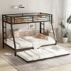 TopComfy Beds Twin over Full Metal Bunk Bed with Twin Trundle Durable Frame Space Saving Bedroom Furniture for Kids Room, Black, 56.7"*64.6"*97.66" - 2 of 4
