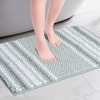 Unique Bargains Striped Soft and Absorbent Fluffy Chenille Non-Slip Bath Mat - 2 of 4