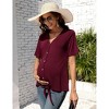 Maternity V-Neck Button Down Knot Front Shirt Nursing Short Sleeve Pregnancy Top for Women - 2 of 4
