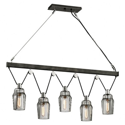 Troy Lighting Citizen 5 - Light Island Pendant Light in  Graphite Smoke Shade