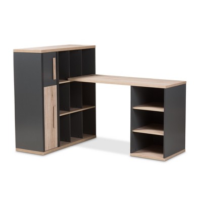 43.7" Pandora Modern and Contemporary Built In Shelving Unit Dark Gray - Baxton Studio