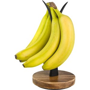 Enlea Modern Farmhouse Banana Holder for Kitchen Counter, Vintage Wire and Wooden Base Banana Hanger for Kitchen Countertop Decor, Banana Tree Stand - 1 of 3