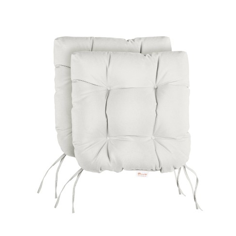 2pc 16 x 16 x 3 Sunbrella U-Shaped Outdoor Tufted Chair Cushions Canvas  Natural - Sorra Home