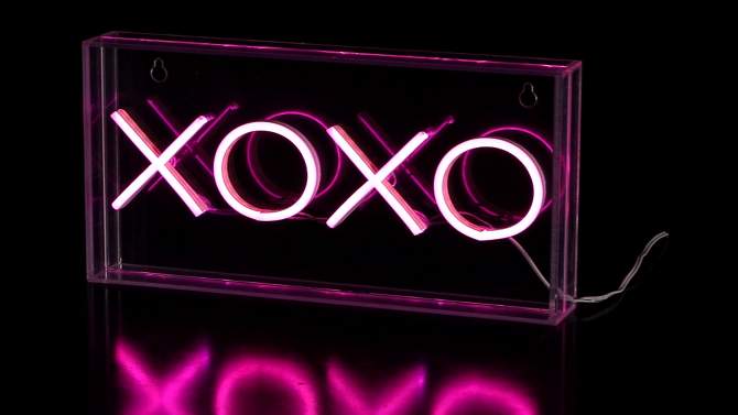 11.75&#34; XOXO Contemporary Glam Acrylic Box Pendant (Includes LED Light Bulb) Neon Pink - JONATHAN Y, 2 of 6, play video