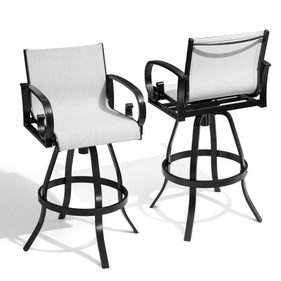 Pellebant Outdoor Indoor Aluminum Swivel Bar Stool 2-piece Bar Height Stool Bar Chairs