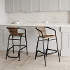 Emma & Oliver Massalia Indoor/Outdoor Stacking Thonet Bistro Style Chair with Arms, Textilene Seat and Bamboo Finished Metal Frame - 2 of 4