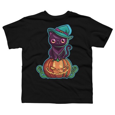 Boy's Design By Humans Ferociously Cute Halloween Vampire Witch Kitty Cat By LittleBunnySunshine T-Shirt