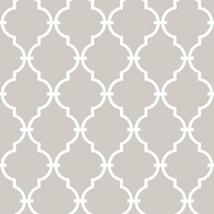 RoomMates 28.2" Modern Trellis P&S Wallpaper Beige: Removable Adhesive Geometric Vinyl, Peelable, Repositionable - 1 of 4
