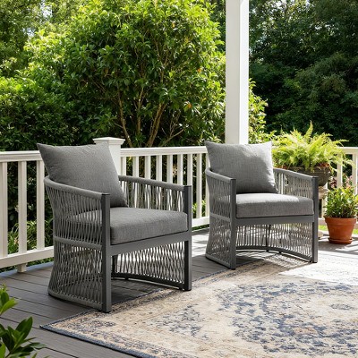 Christopher Knight Home Cassie Outdoor Aluminum Club Chair with Rope Accents (Set of 2)
