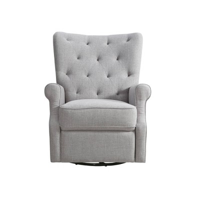 Image of SECOND STORY HOME Alice Wingback Swivel Recliner Accent Chair - Gray