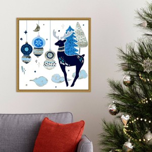 Amanti Art 22"x22" Goodnight Reindeer II by Melissa Wang Framed Canvas Wall Art Print - 1 of 4