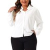 Agnes Orinda Women's Plus Size V Neck Long Sleeve Button Down Business Casual Chiffon Shirt - 2 of 4