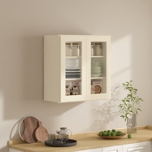 LOVMOR 30"W*12"D*30"H Plywood Kitchen Wall Cabinet without Glass in Antique White - 1 of 4