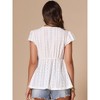 INSPIRE CHIC Women's Summer Boho Peplum Crochet Eyelet Cap Sleeves Tie Neck Blouse - 3 of 4