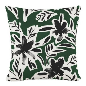 Polyester Cari Floral Pillow Square Green/Black - Cloth & Co.