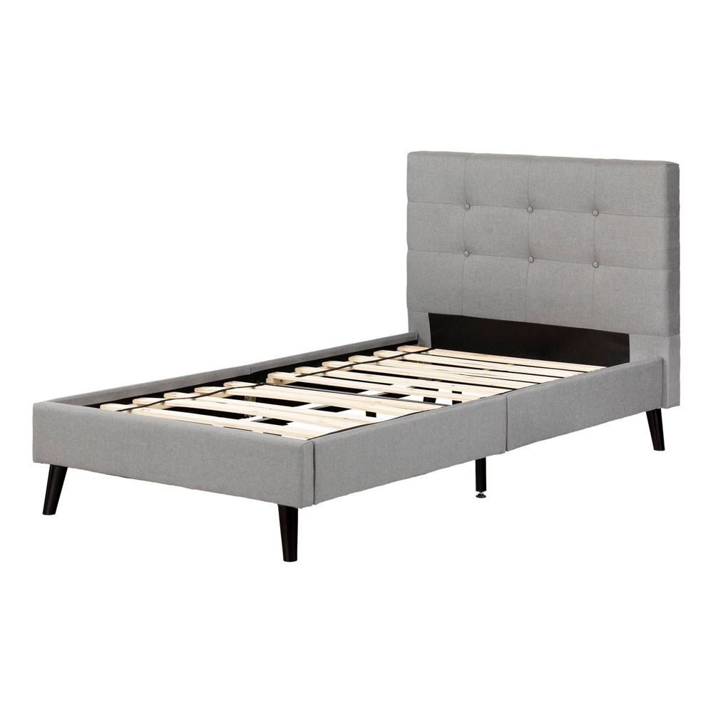 Photos - Bed Frame Twin Fusion Complete Upholstered Kids'Bed Medium Gray - South Shore