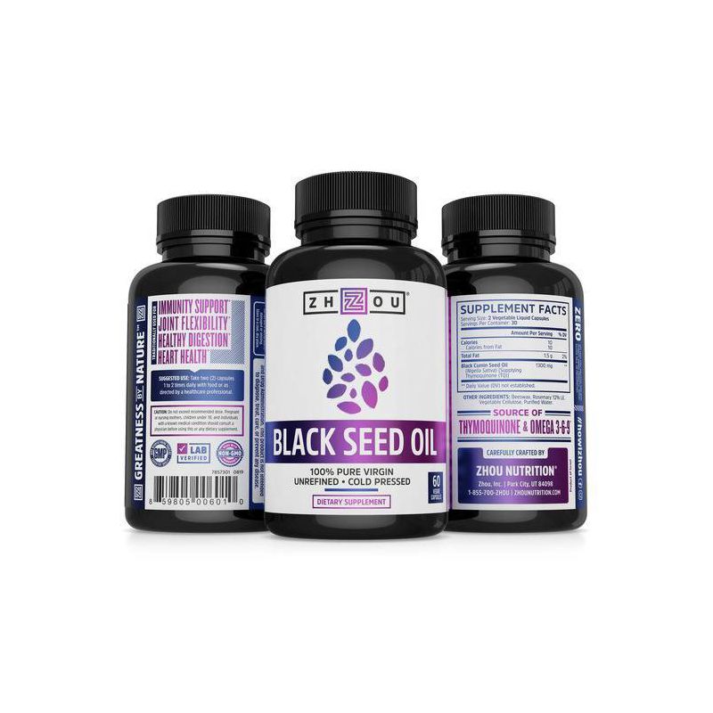 Zhou Blackseed Oil Vegan Dietary Supplements - 60ct, 2 of 5