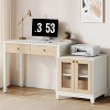 Tribesigns Office Desk with Storage, Modern Large Computer Desk with Drawers and Printer Space for Home Office, White and Light Walnut - 2 of 4