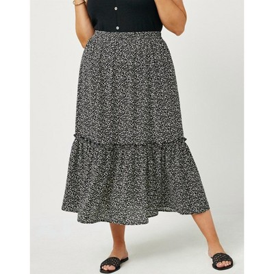 Women's Dotted Tiered Midi Skirt - Plus - Hayden LA