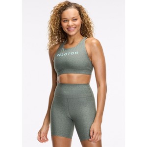 Peloton Women's Cadent V-Back Bra, Green Fog Crosshatch - 1 of 4