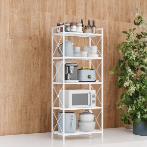 Cloud White 5 - Tier Metal Storage Rack with X Side Frames and Dense Mesh.12.6 x 23.6 x 57.3 inches, it has an industrial style and is perfect - 1 of 4