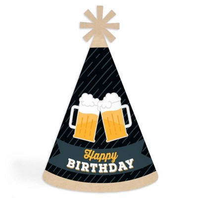 Big Dot of Happiness Cheers and Beers Happy Birthday - Cone Happy Birthday Party Hats for Kids and Adults - Set of 8 (Standard Size)