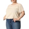 Agnes Orinda Women's Plus Size Contrast Panel Dots Lace Summer Short Sleeve Blouses - 2 of 4