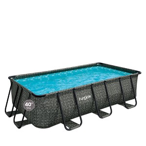 Funsicle 13' x 7' x 39.5" Oasis Designer Rectangular Frame Outdoor Above Ground Swimming Pool Set with Accessories, Dark Herringbone Gray - 1 of 4