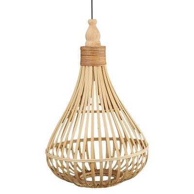 Amsfield 20" Brown Natural Wood Bell Pendant Light