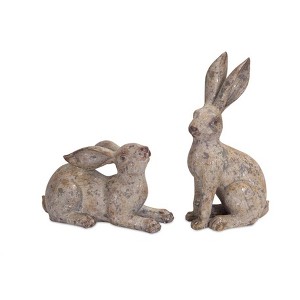 Weathered Stone Garden Rabbit Figurine (Set of 2) - 1 of 3