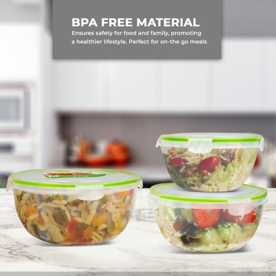 6-Piece Clear and Green Plastic Food Storage Container Set