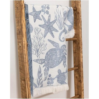 Manual Woodworkers and Weavers Rayon Throw – Sea Creatures Design, 50"W x 60"L, Ocean-Themed Soft Lightweight Decorative Blanket