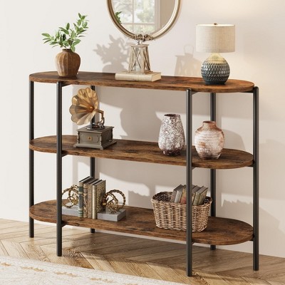 Whizmax Entryway Console Table, 3 Tier Industrial Metal Sofa Table, Behind Couch Table, Farmhouse Hallway Table for Entry, Living Room, Kitchen