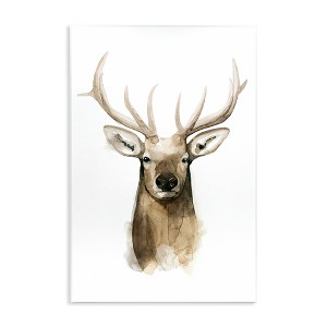 Stupell Industries Deer Portrait Watercolor Wall Plaque Art, 13" x 19" - 1 of 4