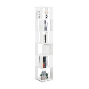 LIVAREEmlen 6 Tier Rotating Bookshelf, Floor Rack Simple Bookcase with Acrylic Plate Student Multi-Function Creative Bookshelf for Living Room - 1 of 4