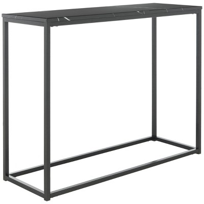 Transitional Black Marble & Metal Console Table - 39" Rectangular
