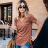 Amaryllis Women's Short-Sleeve Casual V-Neck High-Low Hem Tee Soft Lightweight Comfortable - 2 of 3