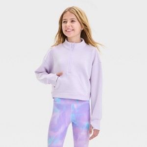 Girls' Airy Sleek 1/2 Zip Pullover Sweatshirt - All In Motion™ - 1 of 3