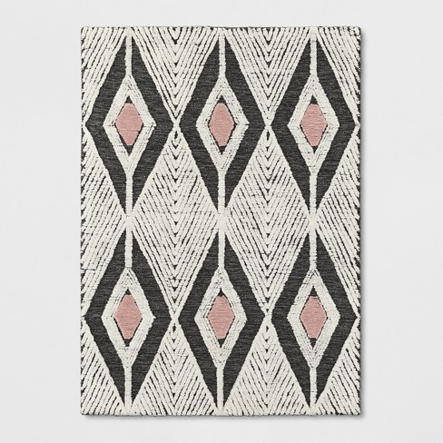 Diamond Embossed Tasseled Woven Bath Rug White - Threshold™