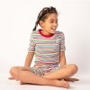 Mightly Kids' Fair Trade 100% Organic Cotton Tight Fit Shorite Pajamas Set (Rainbow Stripe, 7) - 2 of 3