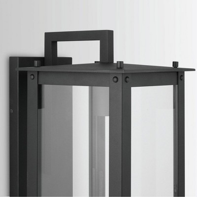 Black Aluminum and Clear Glass Outdoor Wall Lantern